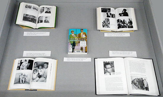 display case of books featuring civil rights movement