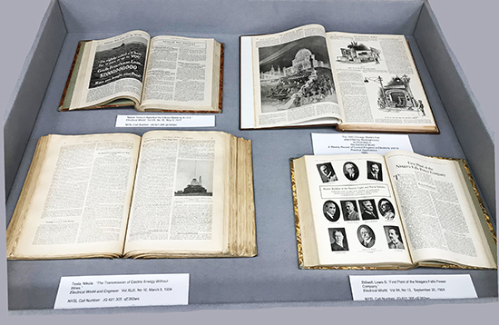 Exhibit case with articles