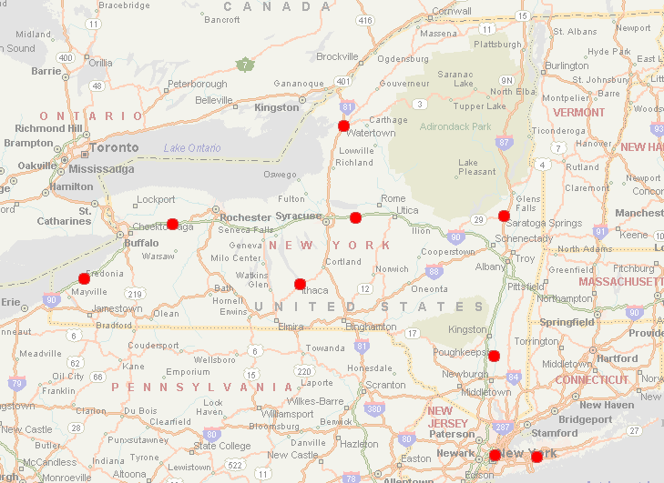 map 1; shows locations of focus group meetings