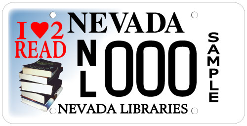 'I Love 2 Read' Nevada Libraries license plate. This plate was discontinued in 2007.