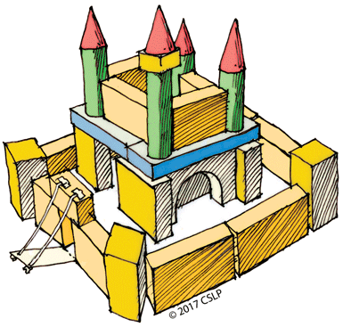 Image of a castle constructed with building blocks