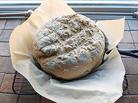 loaf of bread in baking pan