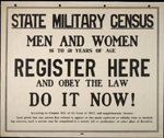 US WWI recruitment poster: State Military Censu