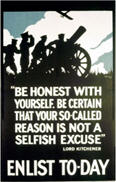 English WWI recruiting poster: "Be honest with yourself.