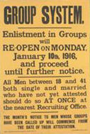 English WWI recruiting poster: Group System Enlistment