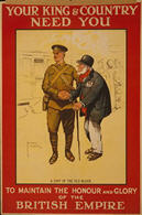 English WWI recruiting poster: Your King & Country Need You 