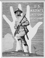 US WWI recruitment poster: U.S. Marines/Uncle Sam's Right Hand