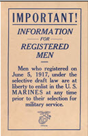 US WWI recruitment poster: Important! Information for Registered Men