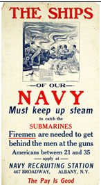 US WWI recruitment poster: The Ships of Our Navy...