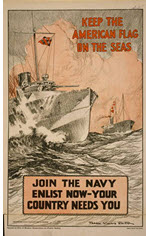US WWI recruitment poster: Keep the American Flag on the Seas