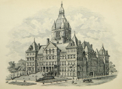 etching of the NYS Capitol building in Albany, NY