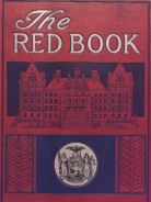 Photo of the cover of the Red Book, showing a drawing of the State Capitol and the NYS seal.