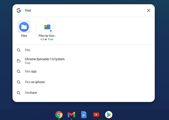 Screenshot of the My Files folder highlighted in grey