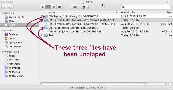 Screenshot of the Finder window, showing both the zipped files and the unzipped folders for some BARD downloads.