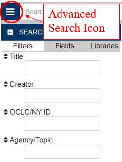 Advanced search icon and side bar