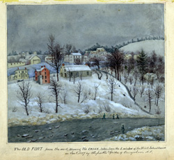 winter scene showing the old fort
