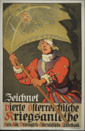 Austrian WWI poster: Zeichnet vierte österreichische Kriegsanleihe