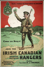 Canadian WWI recruiting poster: Faith, There's No Wan Could Be Bolder...