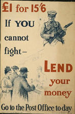 English WWI poster: 1 pound for 15 shillings and 6 pence