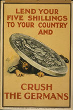English WWI poster: Lend Your Five Shillings...