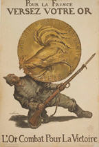 French WWI poster: Pour la France versez votre or ... 