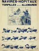 French WWI poster: Navires-Hôpitaux orpillés par les allemands