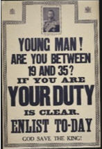 Jamaican WW1 poster: Young Man! Are You Between 19 and 35?
