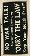 US WWI poster (general): No War Talk!