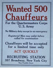 US WWI poster (general): Wanted 500 Chauffeurs