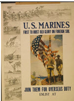 US WWI recruitment poster: U.S. Marines/First to Hoist Old Glory on Foreign Soil 