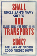 US WWI recruitment poster: Shall Uncle Sam's Navy Suffer... 