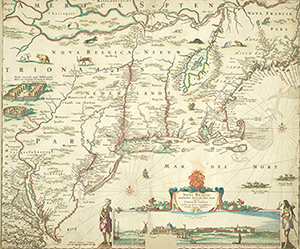 Map of New Amsterdam colonies by Nicolaes Visscher 1651-1655