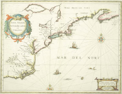 image of 1636 map of the east coast of North America