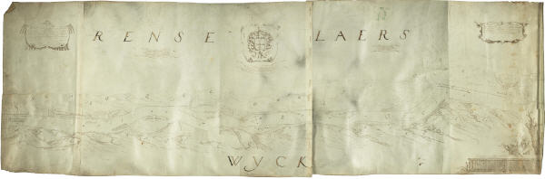 hand-drawn panoramic map of Renselaerswyck, 1662